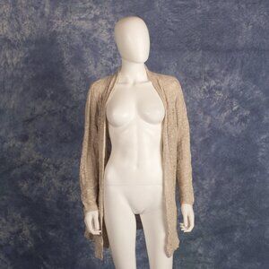 Eileen Fisher Cream Open Cardigan Italian Yarn Sz M Linen Blend
